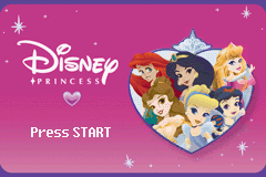 Disney Princess Royal Adventure title screen for GameBoy Advance